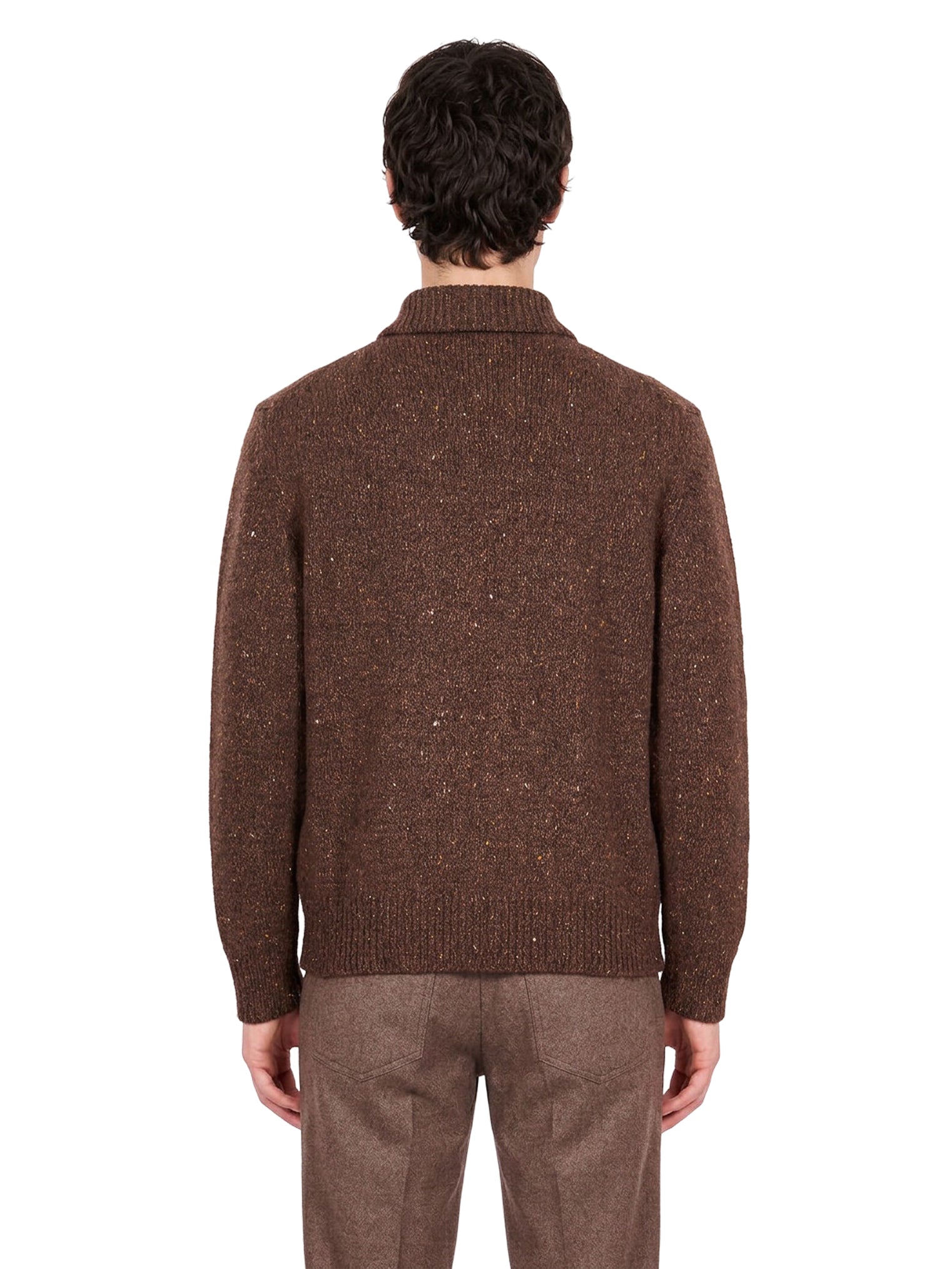 Maglia full zip lana in marrone 