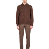 Maglia full zip lana in marrone 