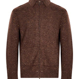Maglia full zip lana in marrone 