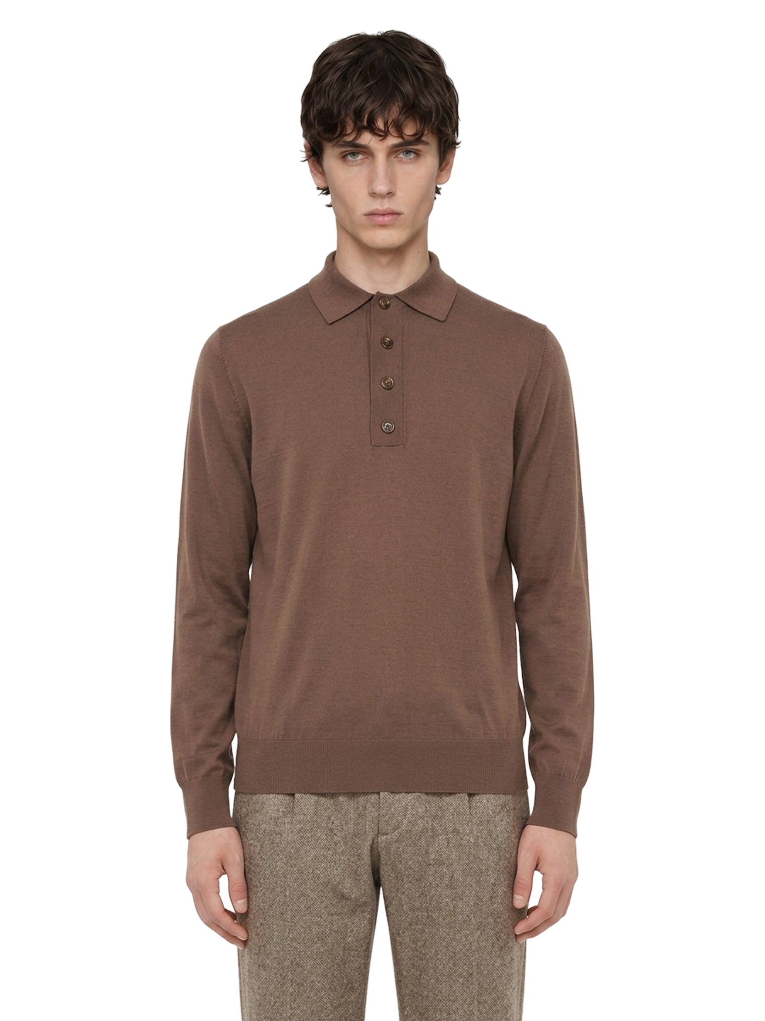 Polo maglia cotone in marrone 