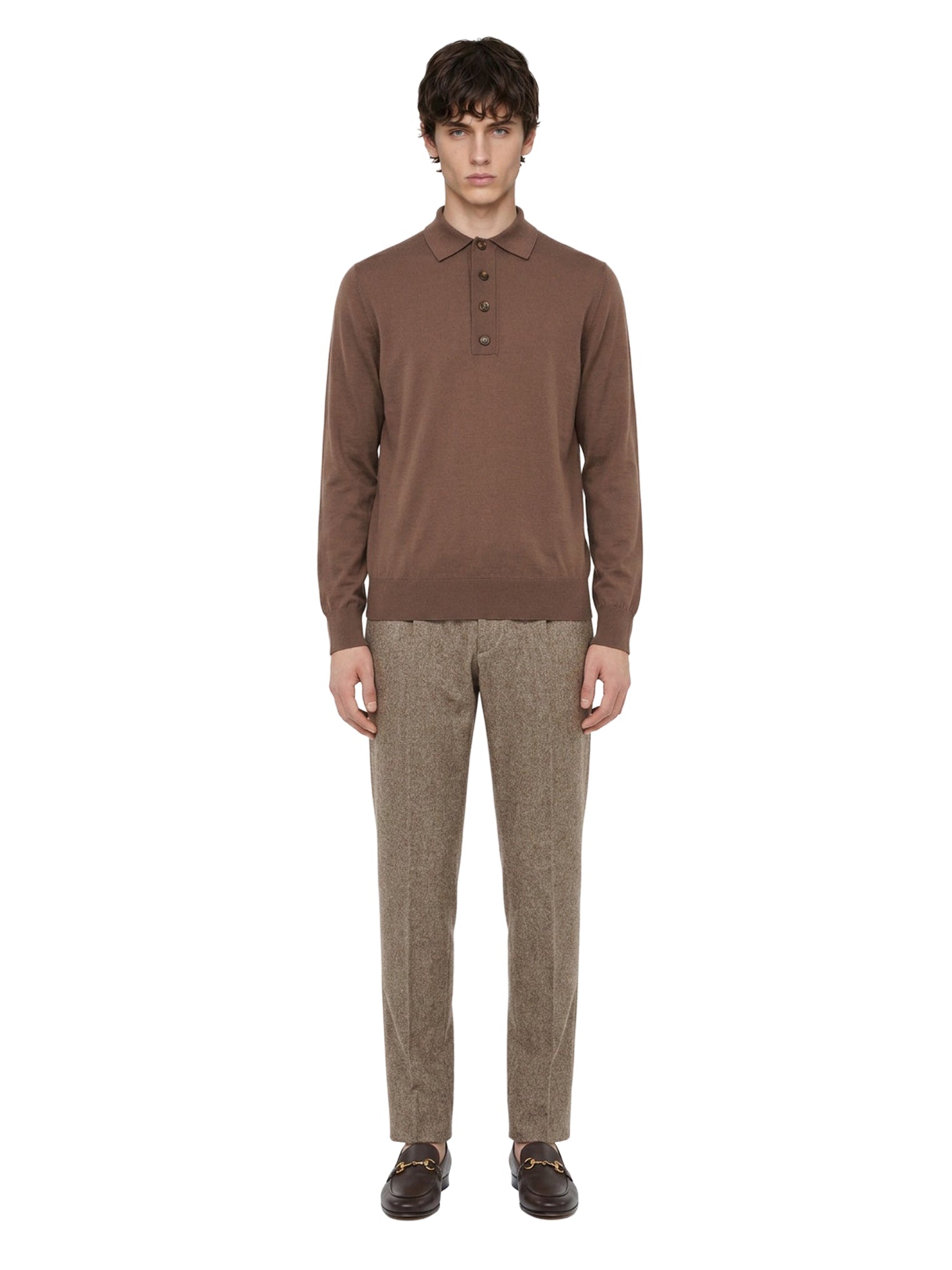 Polo maglia cotone in marrone 
