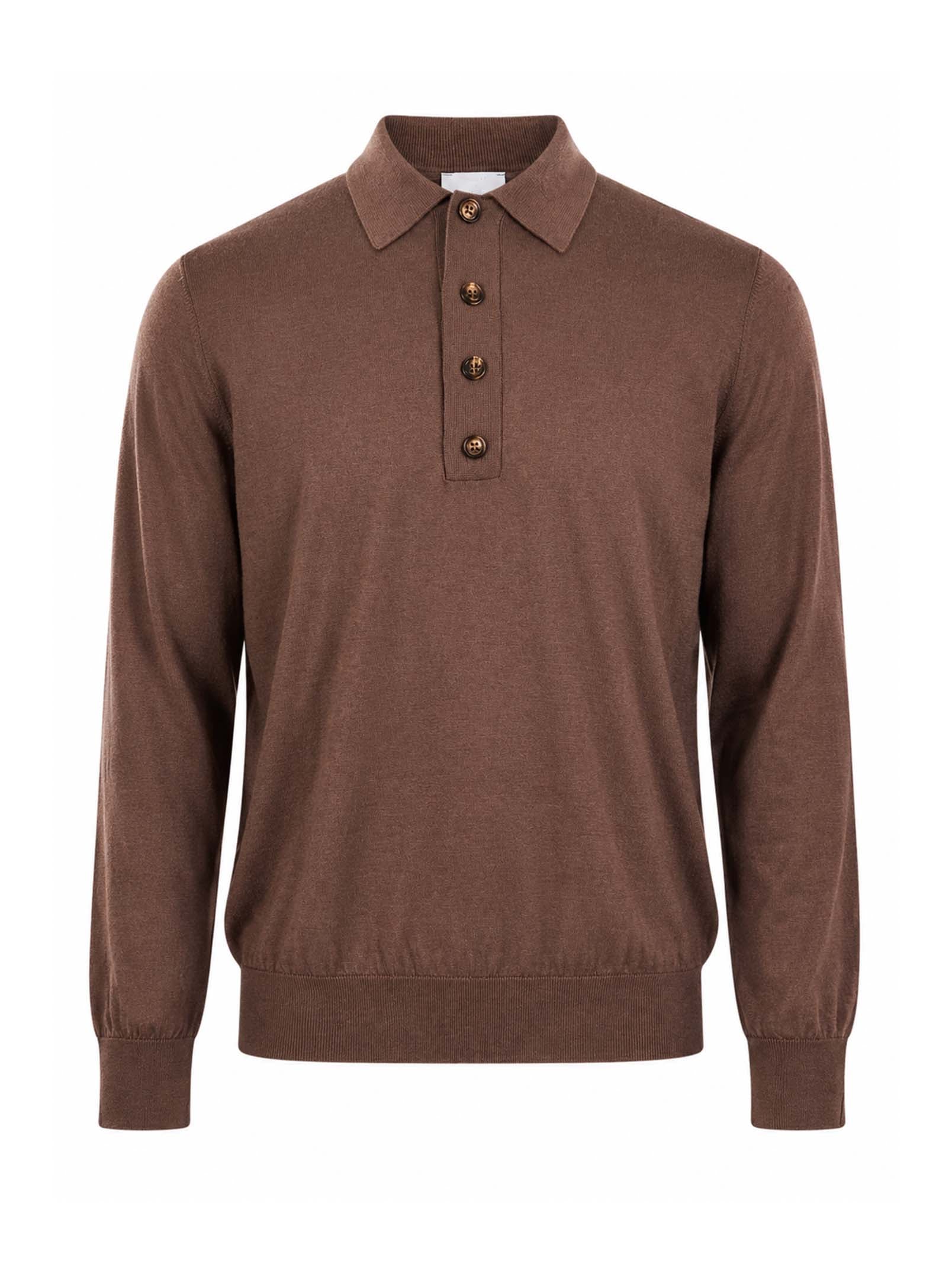 Polo maglia cotone in marrone 