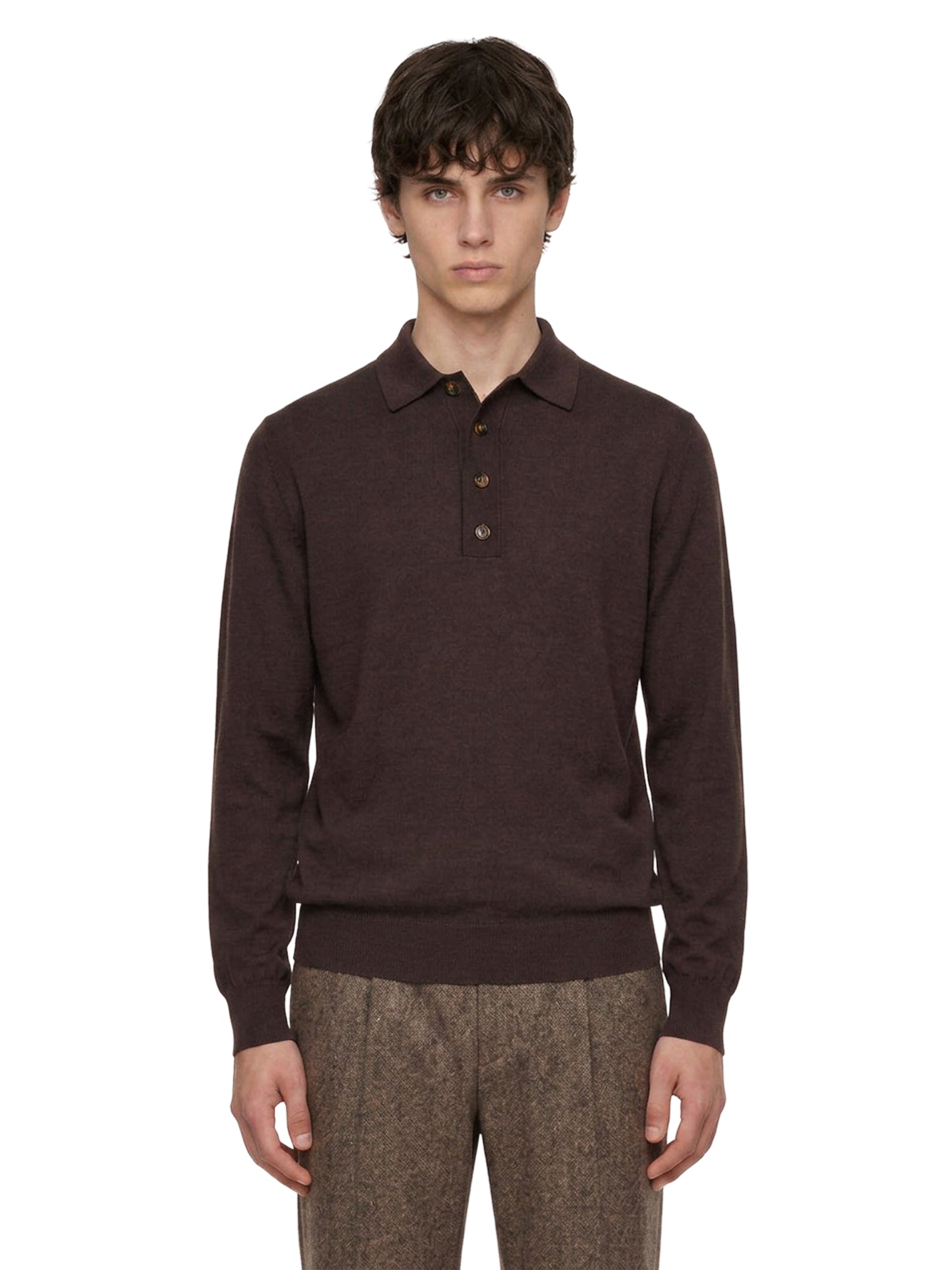 Polo maglia cotone in marrone 