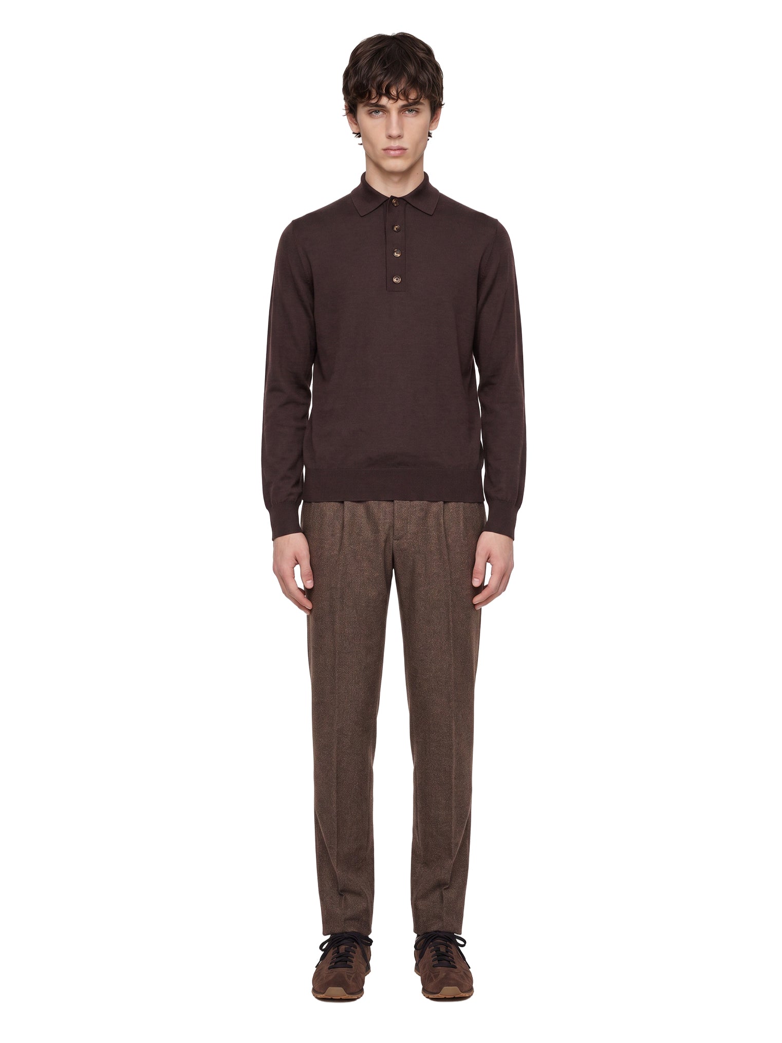 Polo maglia cotone in marrone 