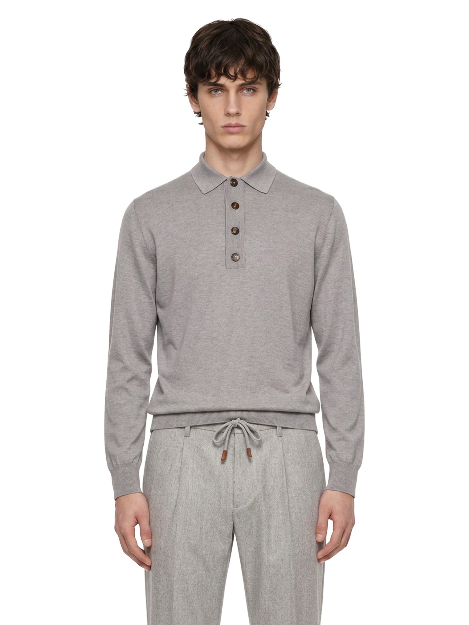 Polo maglia cotone in grigio 
