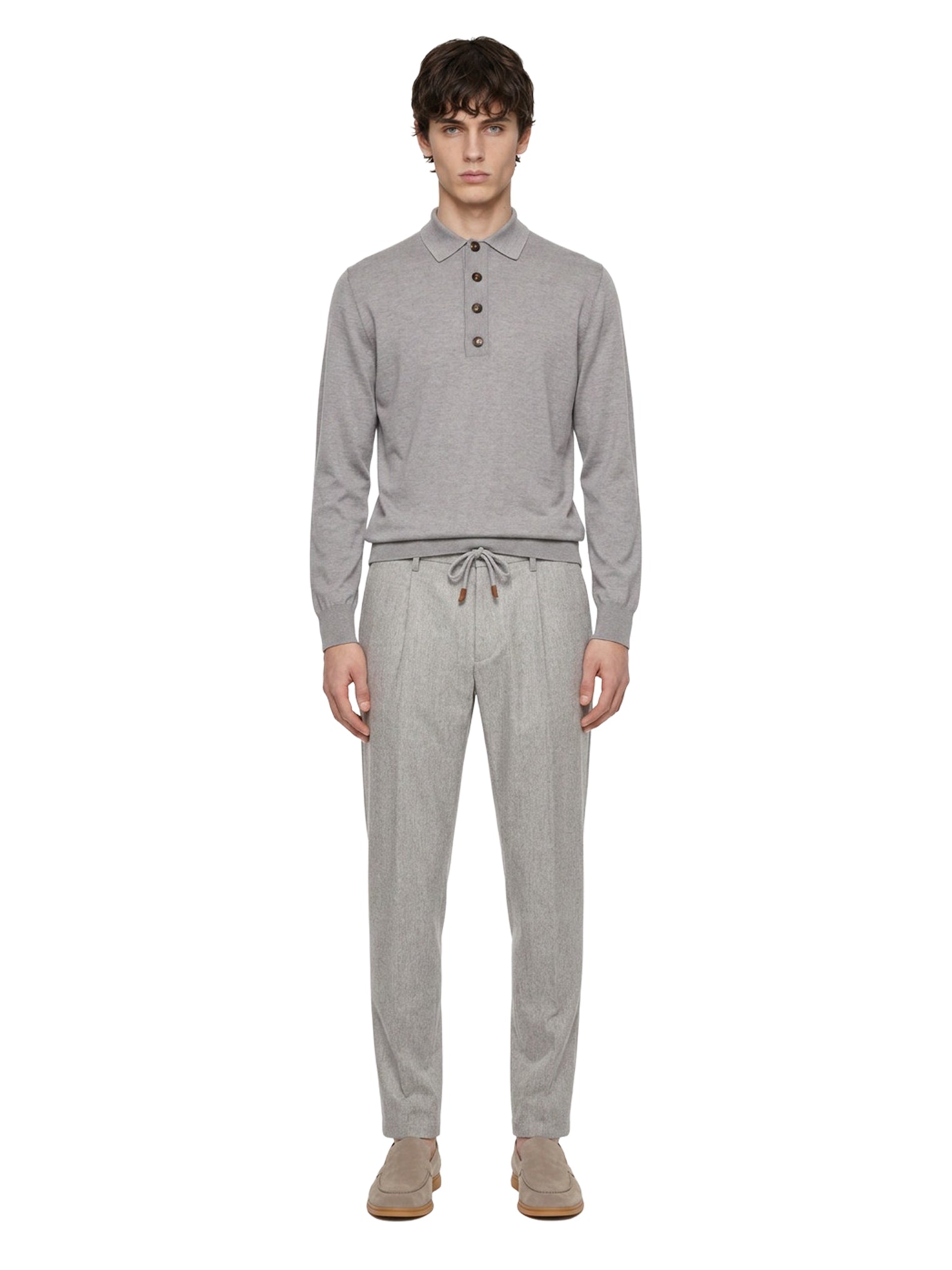 Polo maglia cotone in grigio 