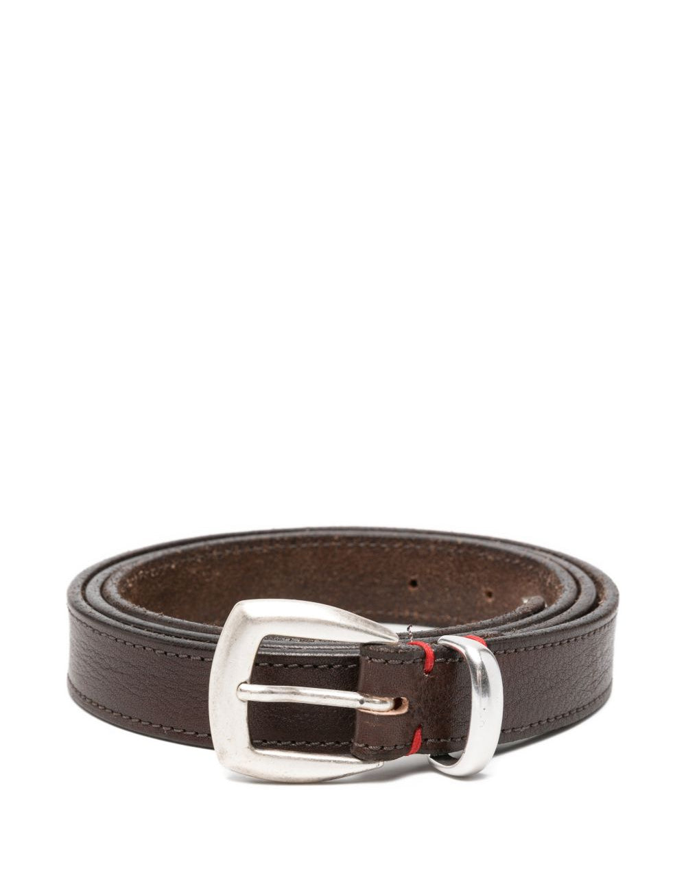 Cintura in pelle con fibbia in marrone 