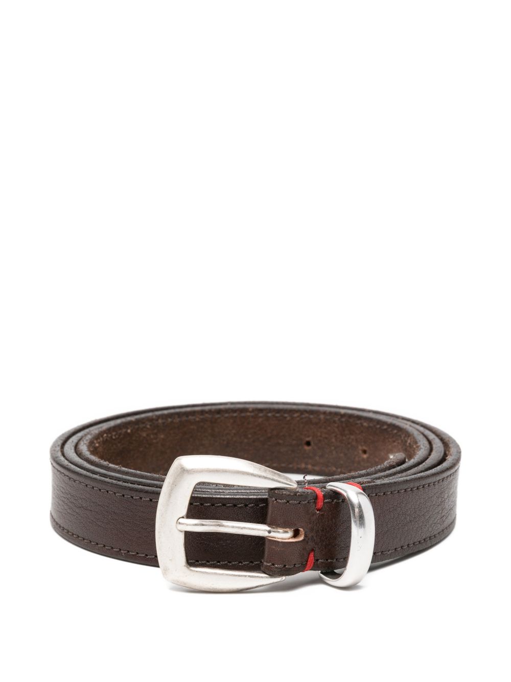 Cintura in pelle con fibbia in marrone 