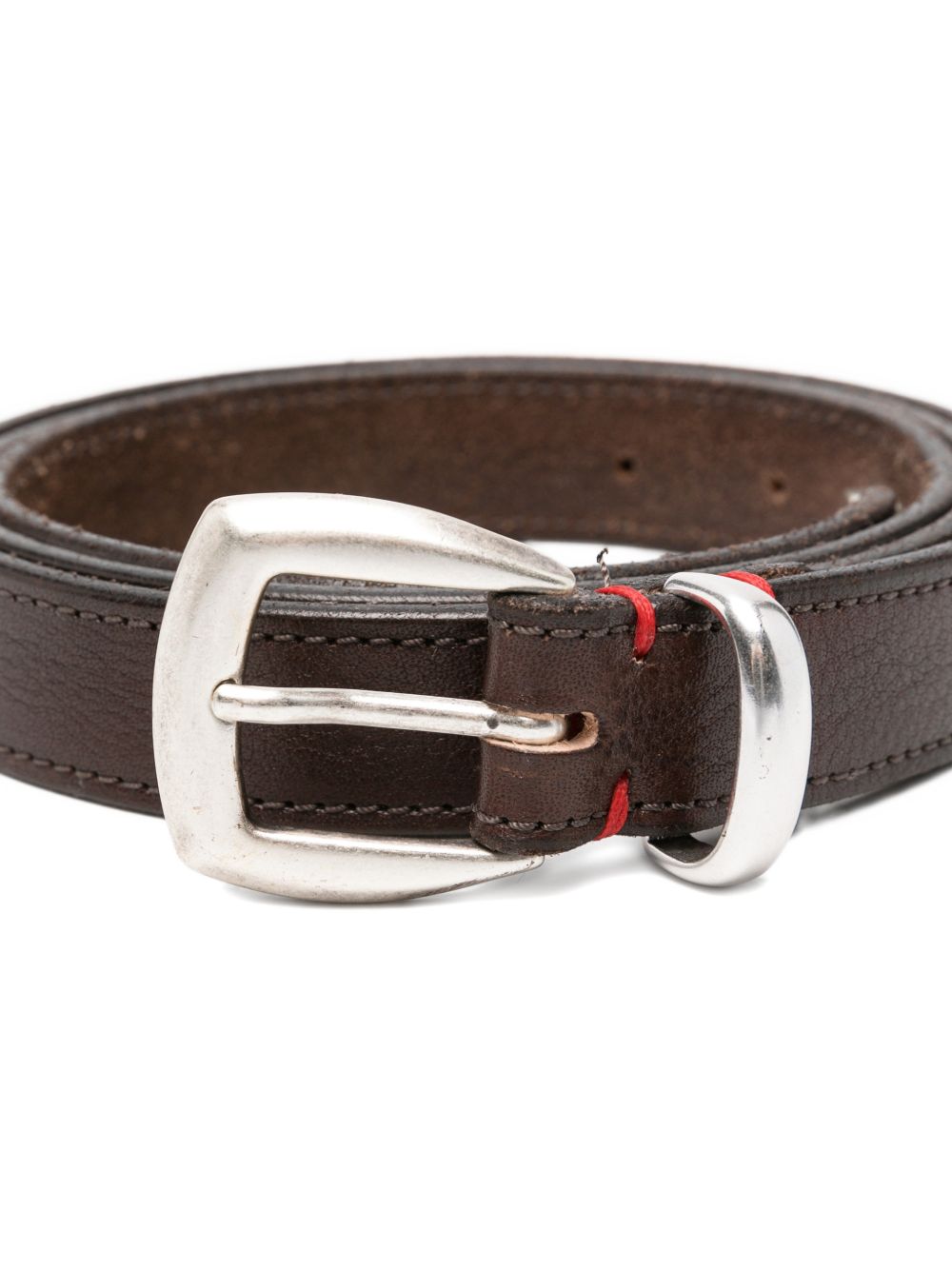 Cintura in pelle con fibbia in marrone 