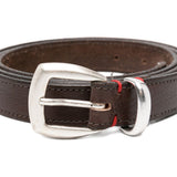 Cintura in pelle con fibbia in marrone 