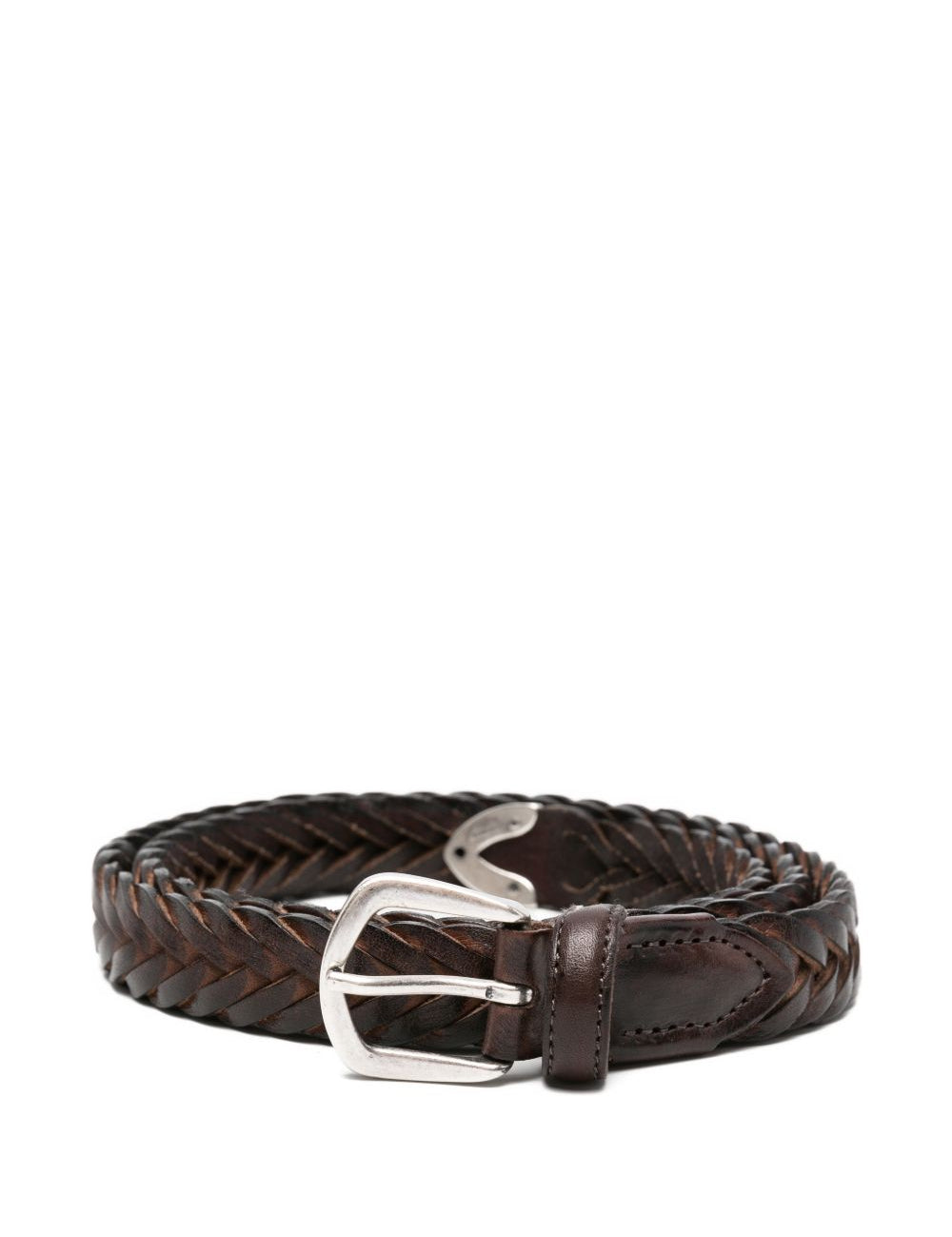 Cintura in pelle intrecciata in marrone 