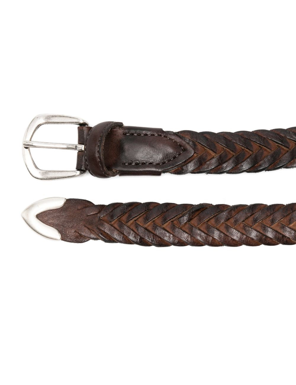 Cintura in pelle intrecciata in marrone 