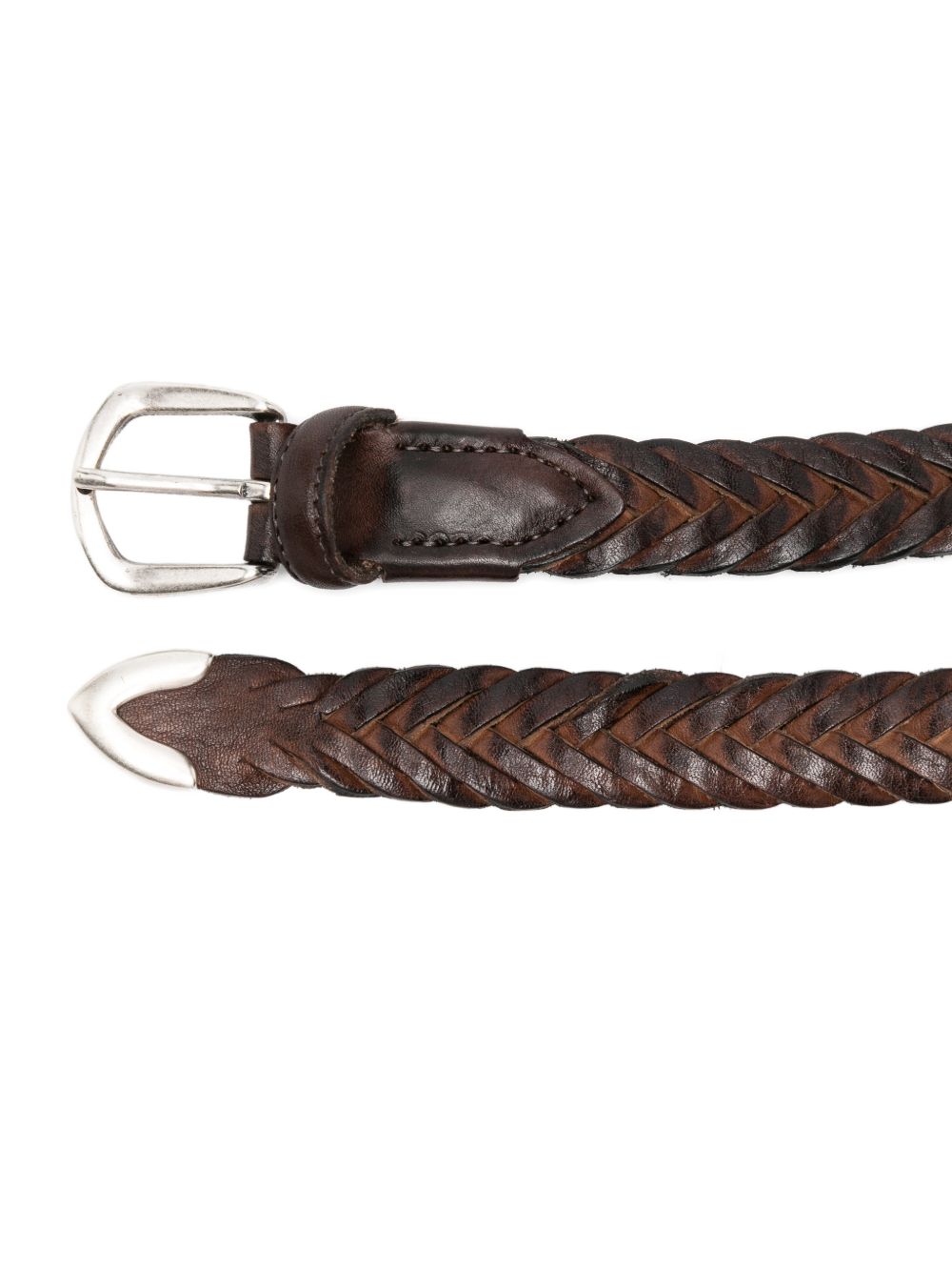 Cintura in pelle intrecciata in marrone 