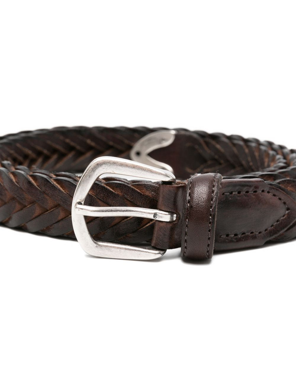 Cintura in pelle intrecciata in marrone 