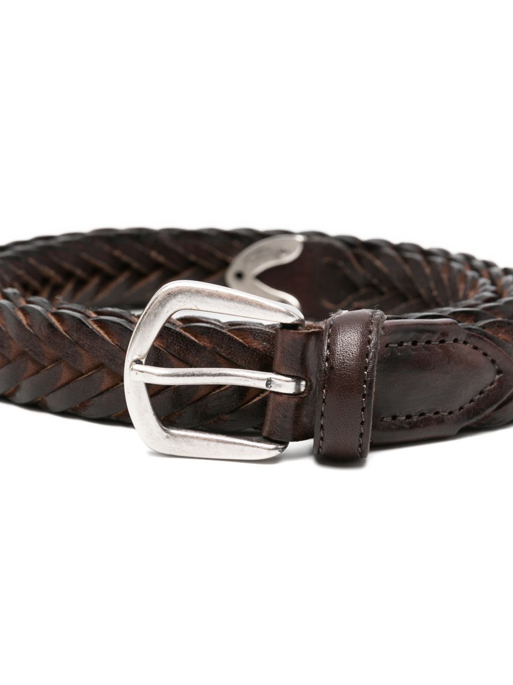 Cintura in pelle intrecciata in marrone 