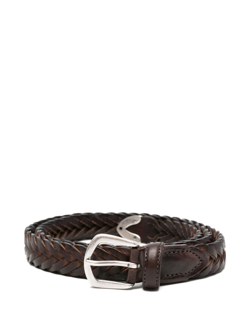 Cintura in pelle intrecciata in marrone 