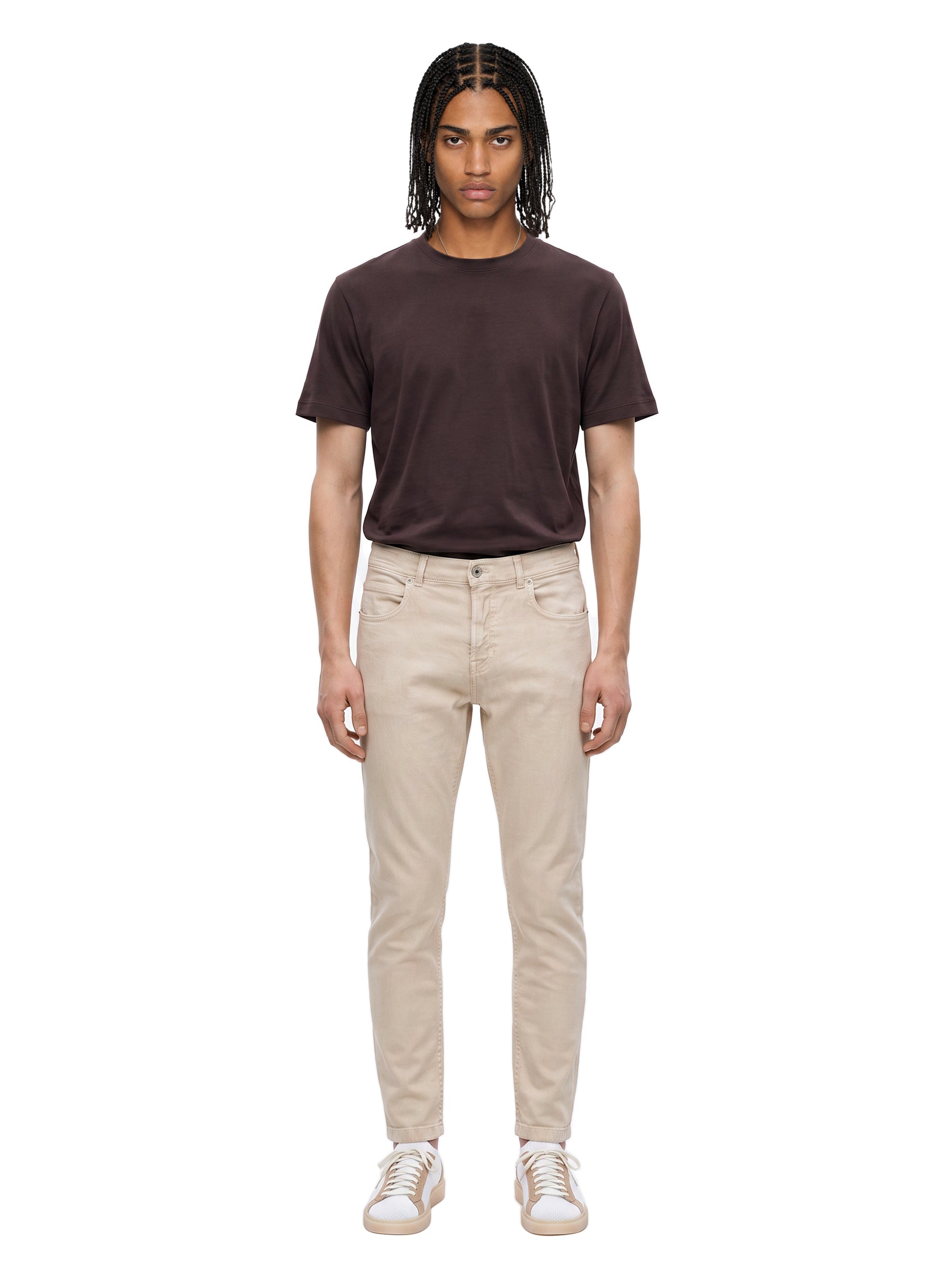 Pantaloni cinque tasche in beige 