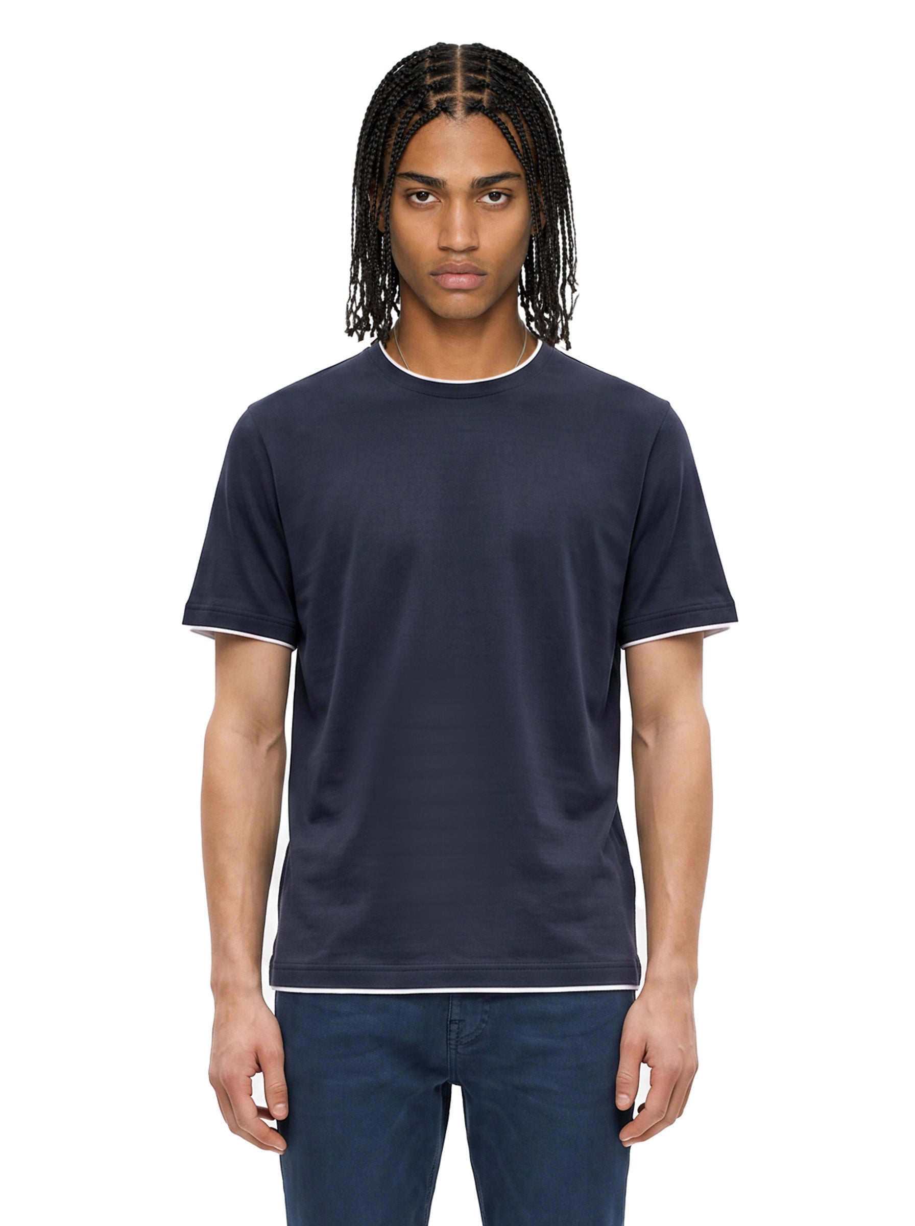 T-shirt girocollo in blu 
