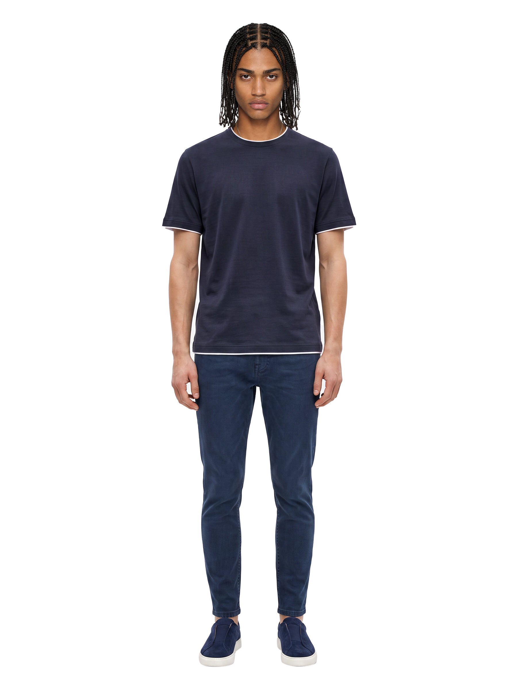 T-shirt girocollo in blu 
