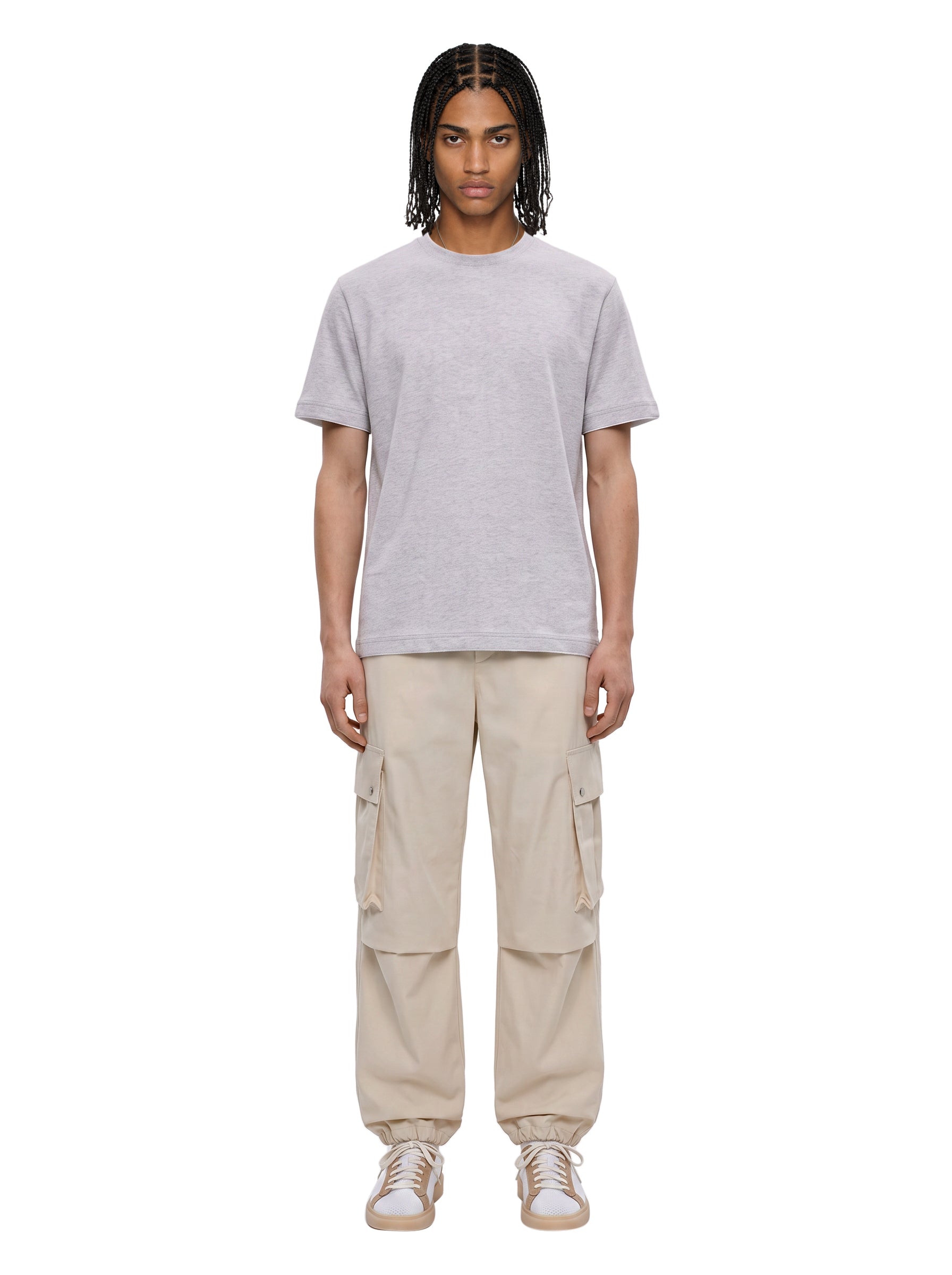 T-shirt girocollo in grigio 