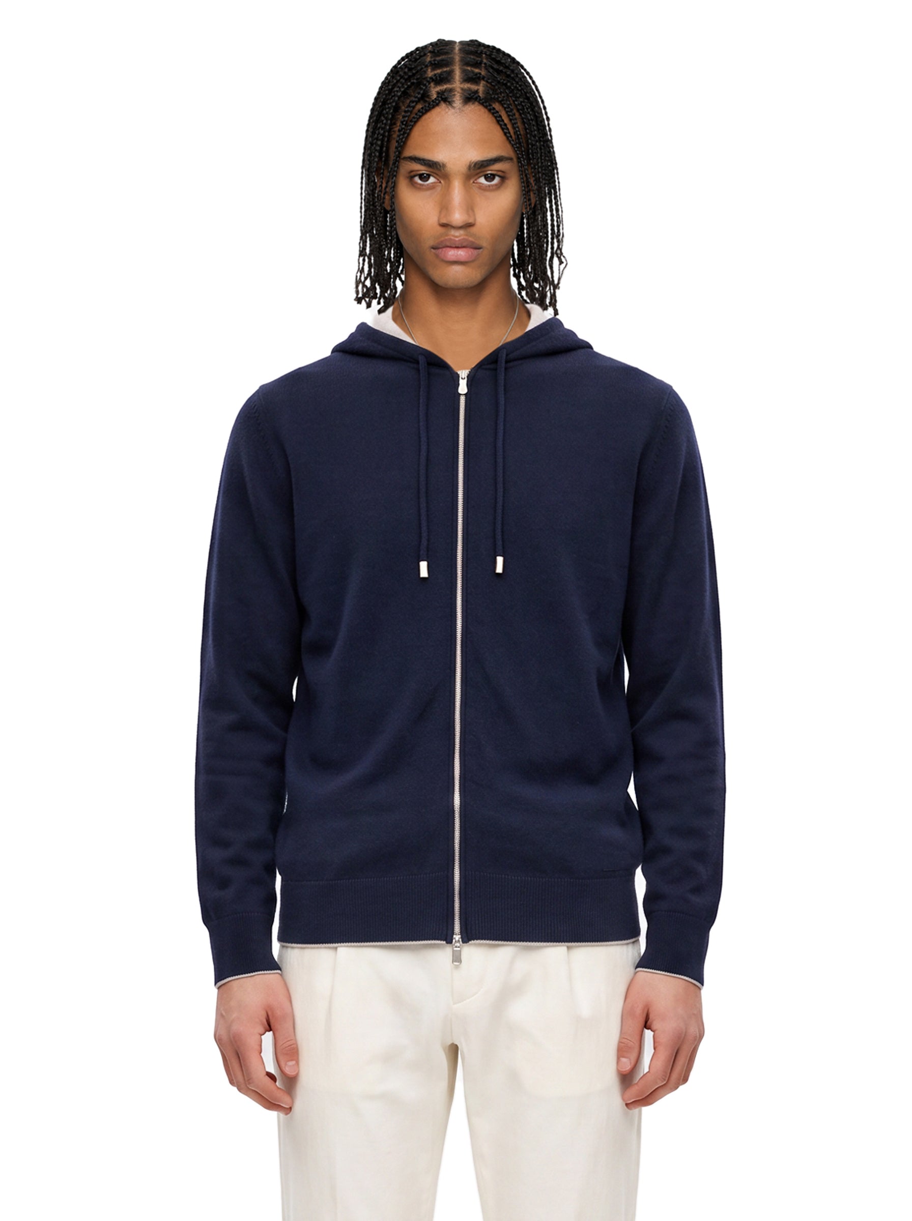 Maglia full zip in blu 