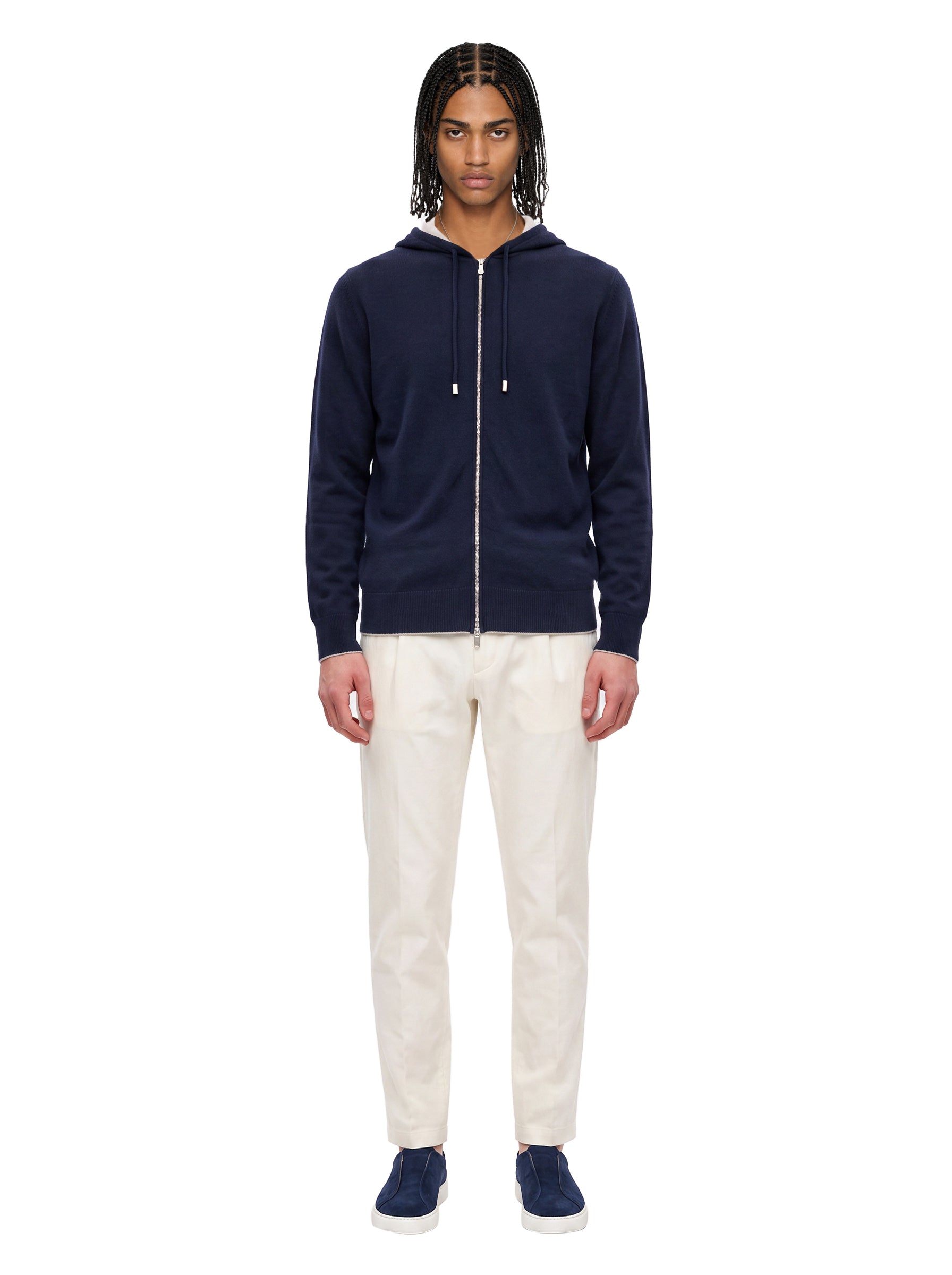 Maglia full zip in blu 