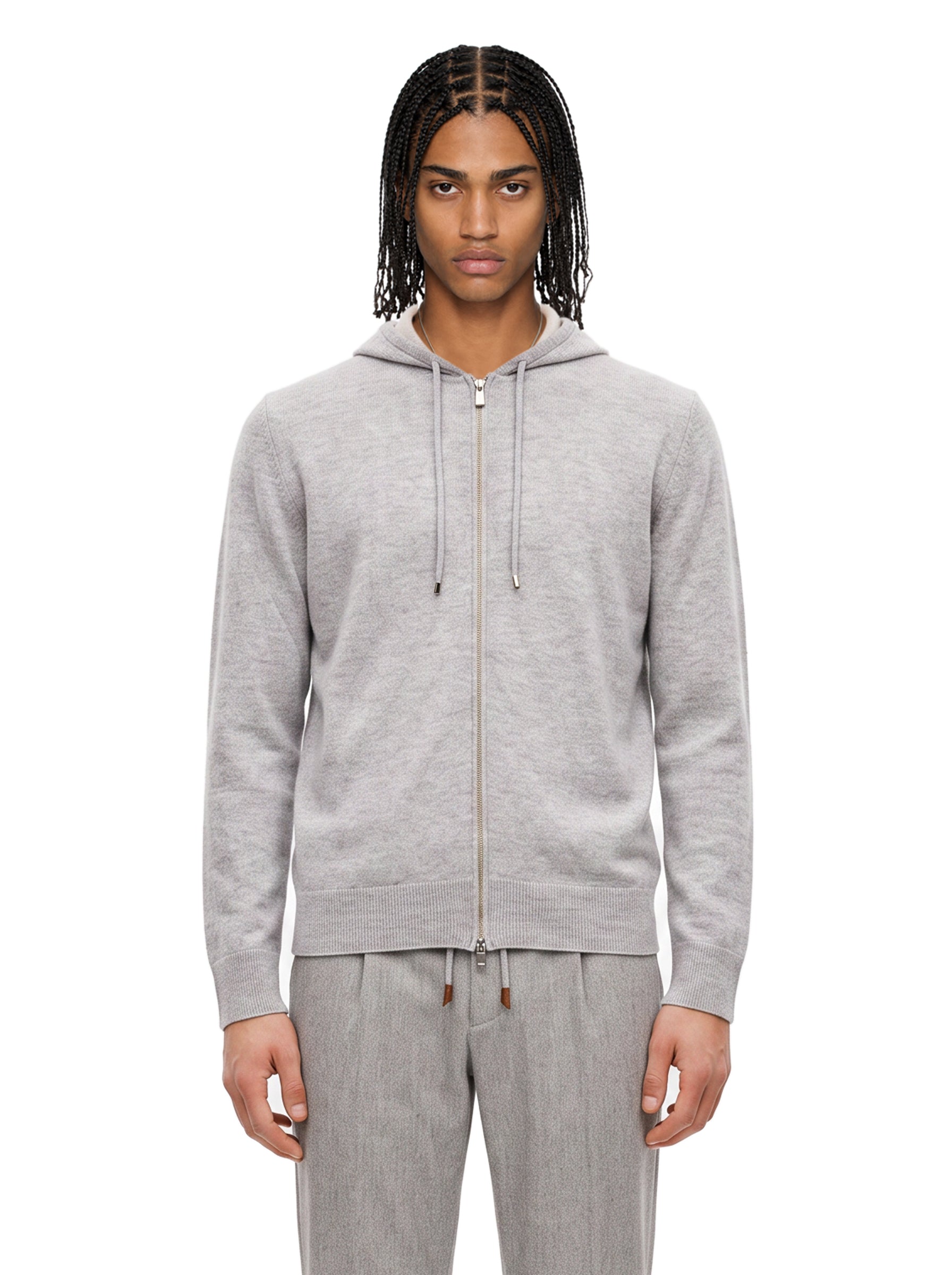 Maglia full zip in grigio 