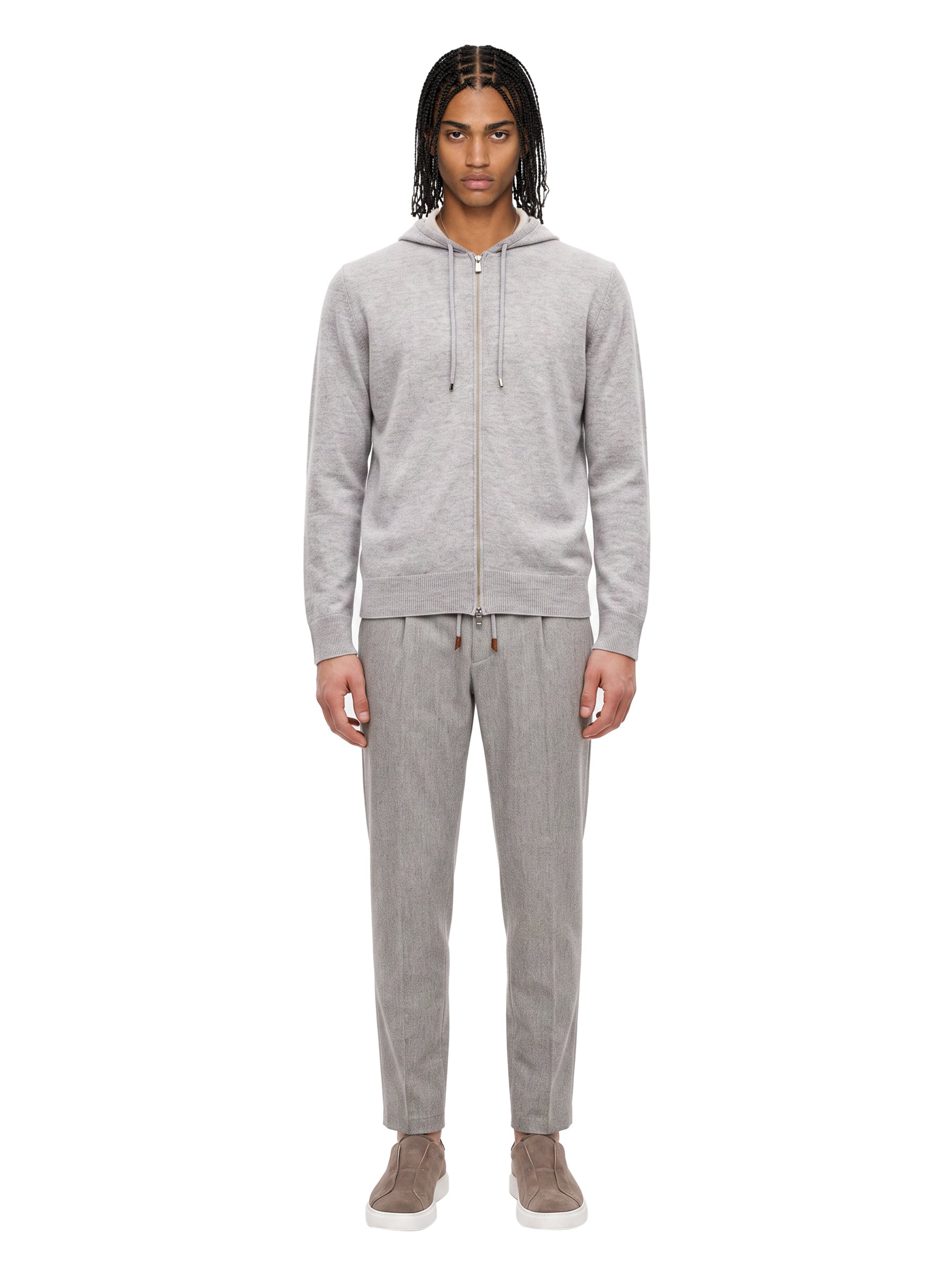 Maglia full zip in grigio 