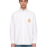 Camicia Oxford con logo in bianco 