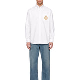 Camicia Oxford con logo in bianco 