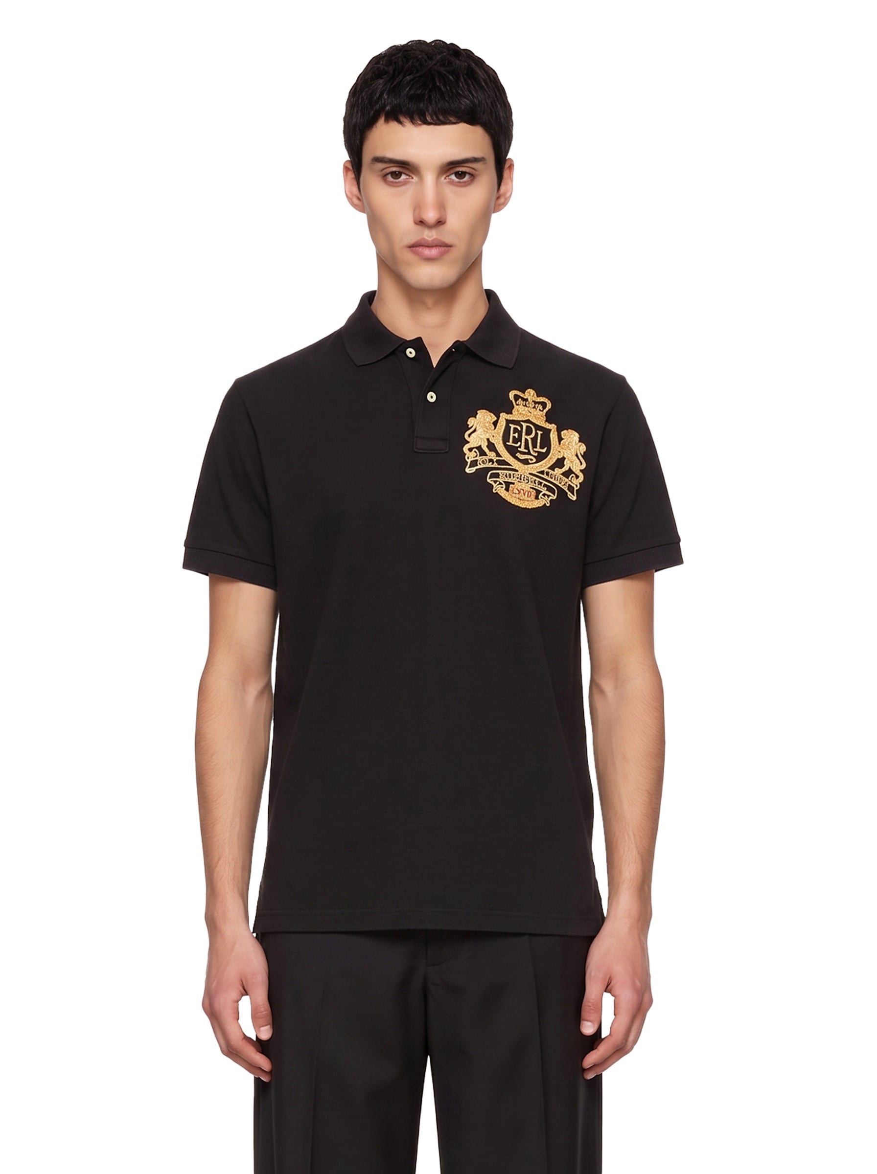 Polo con logo in nero 