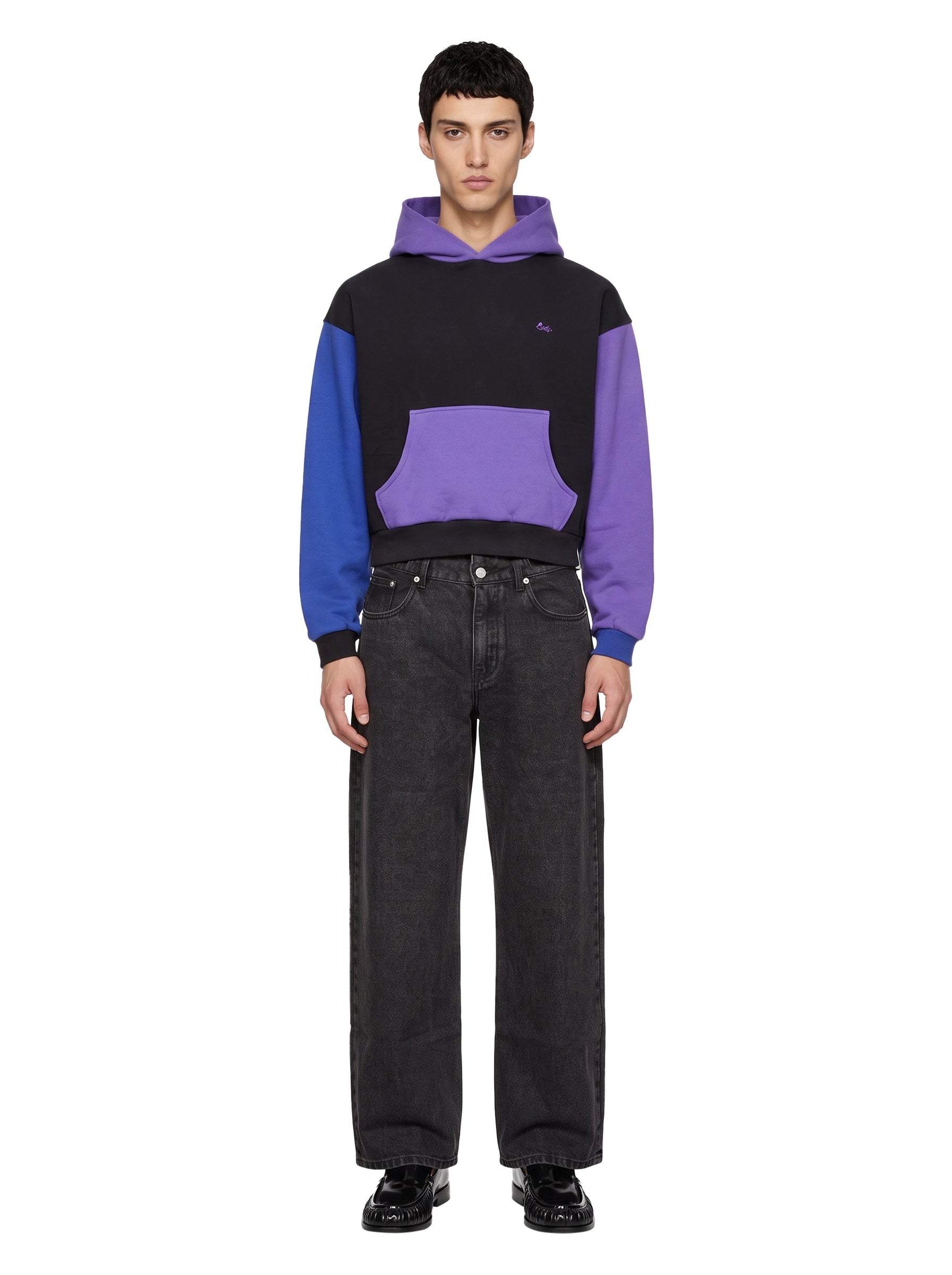 Felpa Color Block con cappuccio multicolor 
