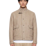 Giacca con tasche in lana in beige 