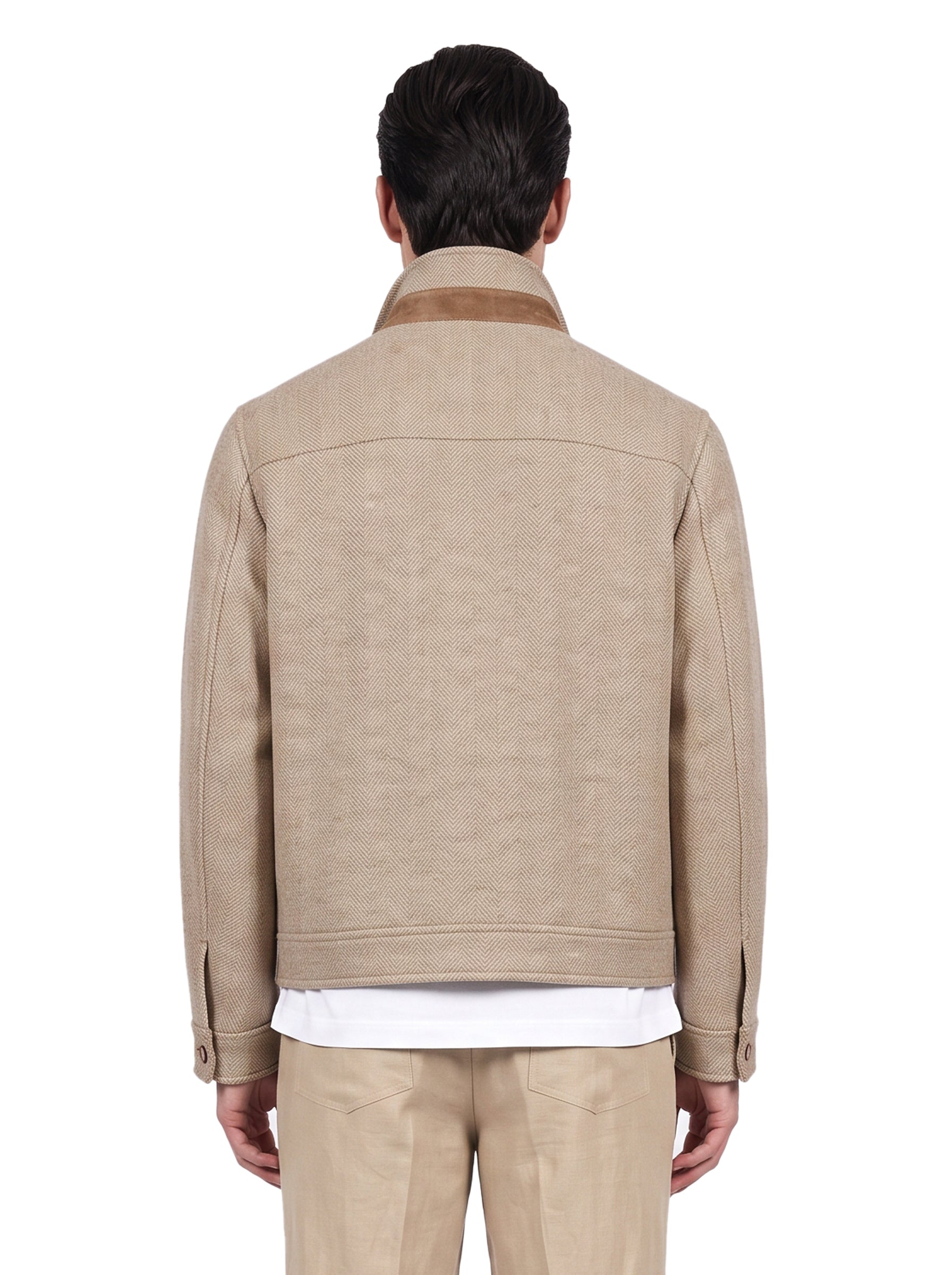 Giacca con tasche in lana in beige 