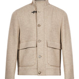 Giacca con tasche in lana in beige 