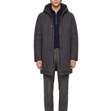 Parka lungo double front in blu 