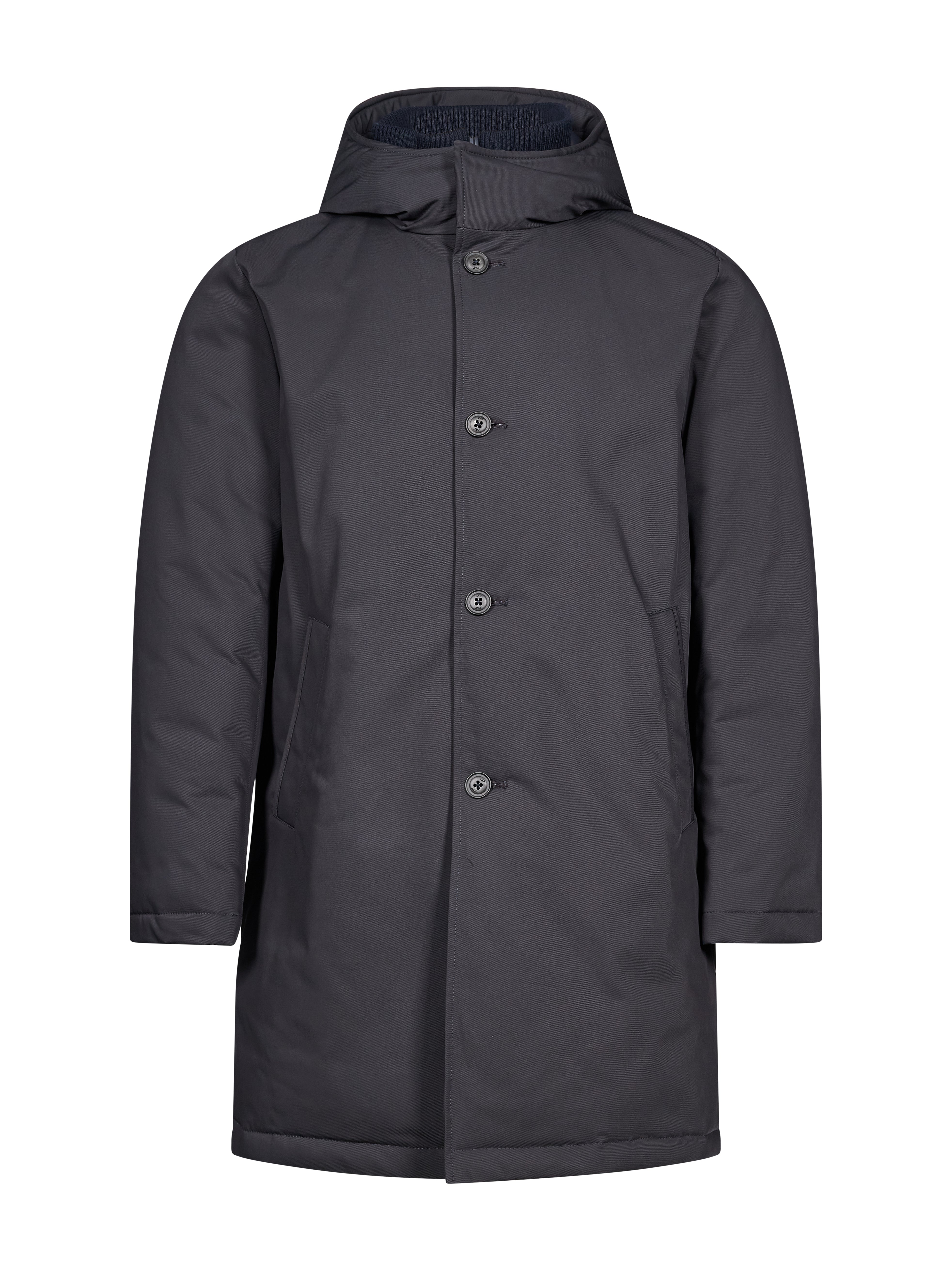 Parka lungo double front in blu 