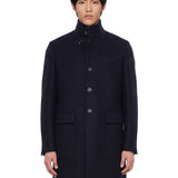 Cappotto monopetto in lana blu 
