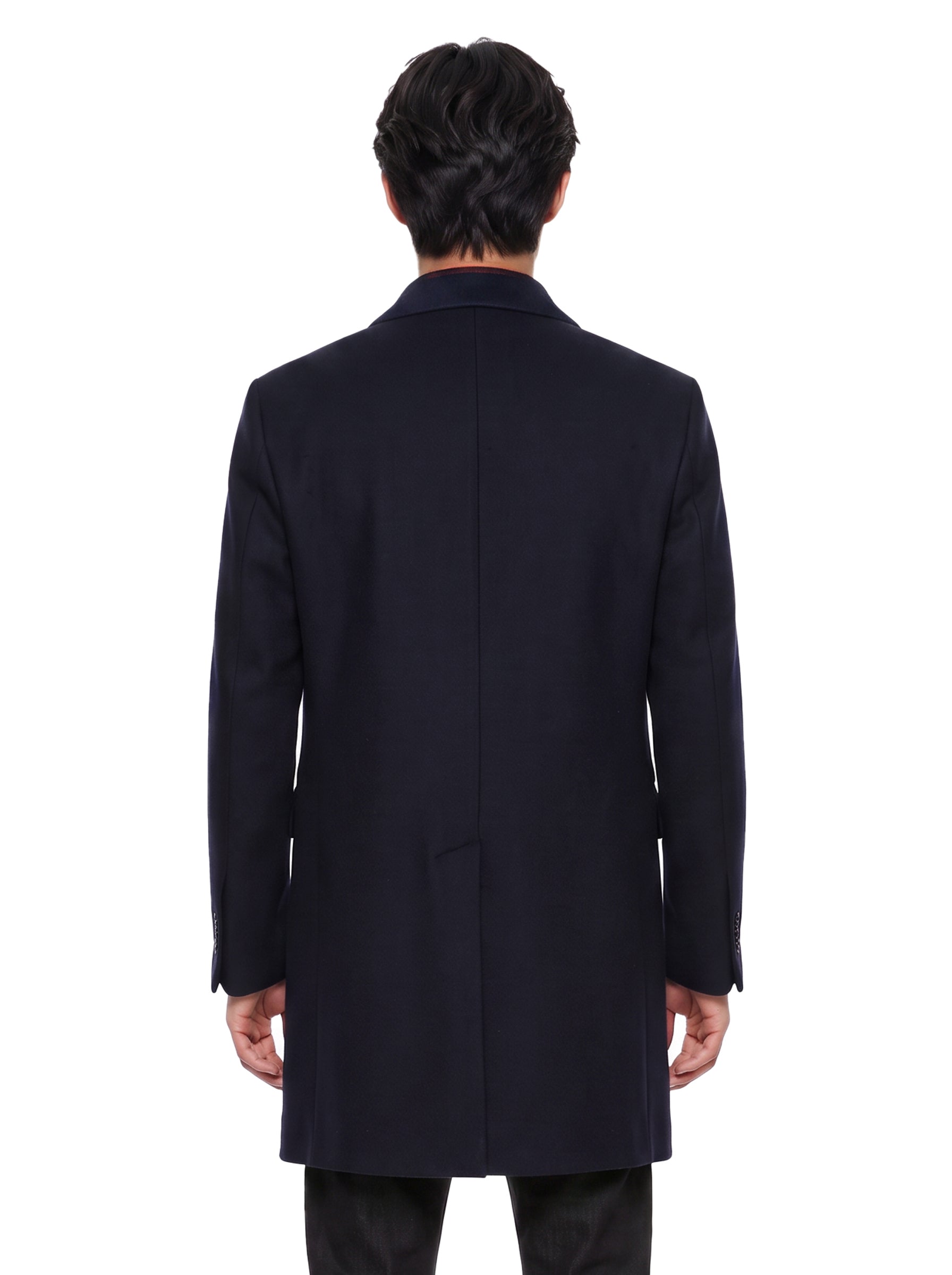 Cappotto monopetto in lana blu 