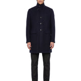 Cappotto monopetto in lana blu 