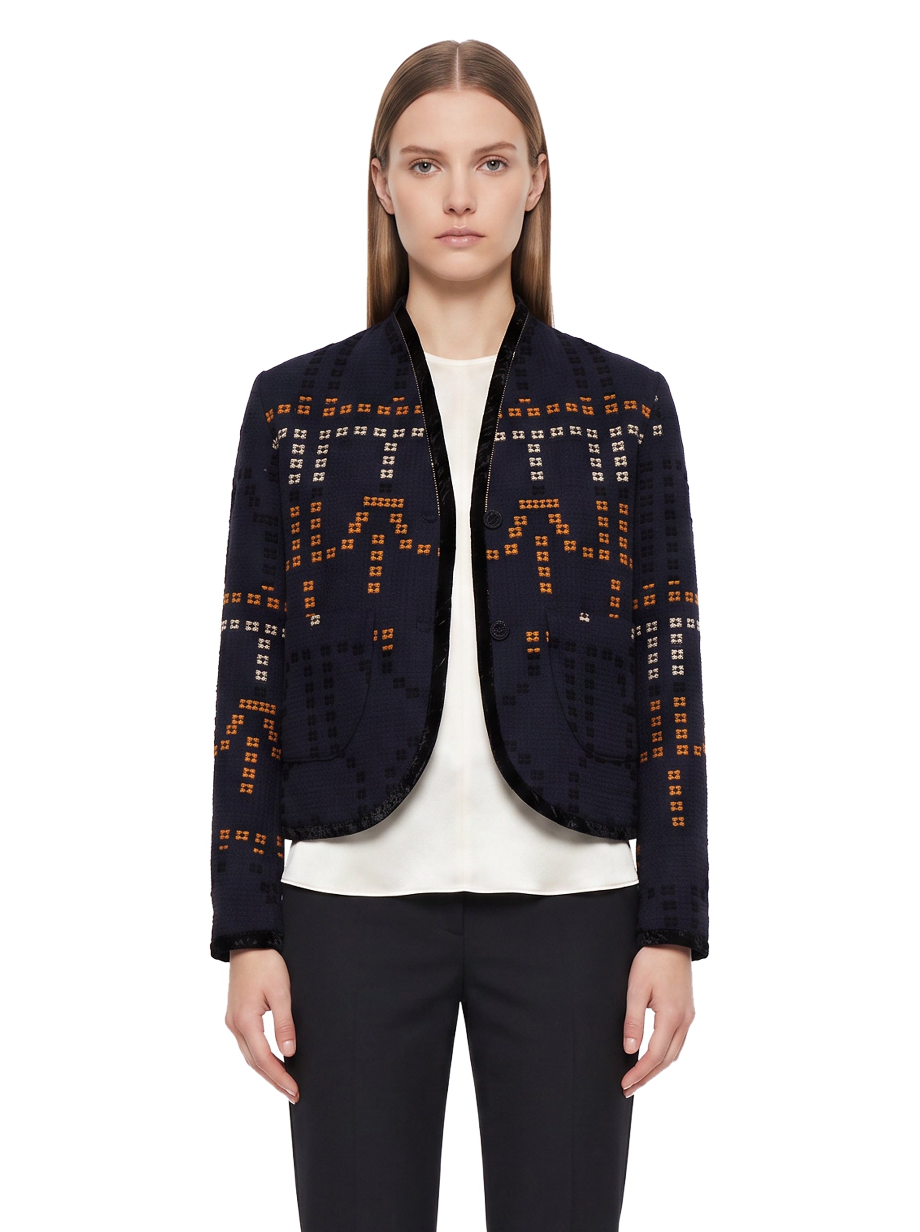 Blouson samarcanda in jacquard blu 