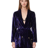 Kimono velluto fleurs orient in blu 