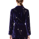 Kimono velluto fleurs orient in blu 