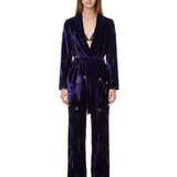 Kimono velluto fleurs orient in blu 