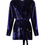 Kimono velluto fleurs orient in blu 