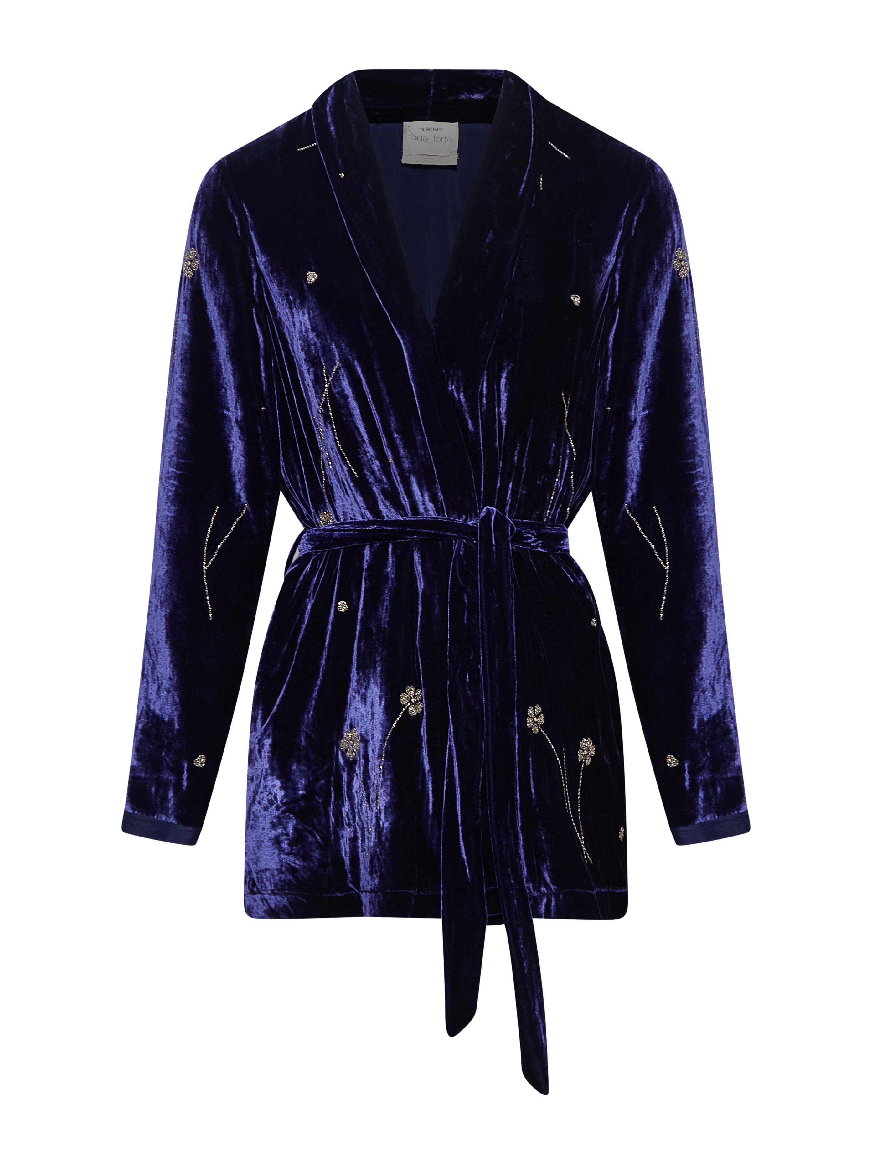 Kimono velluto fleurs orient in blu 