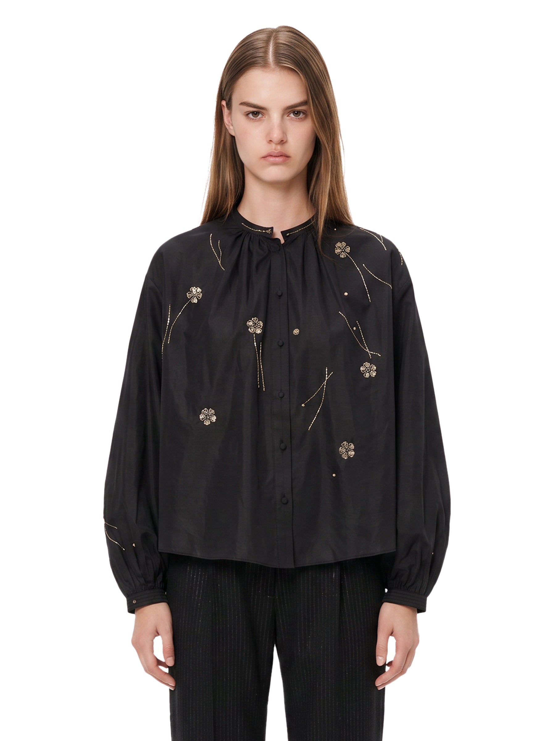 Camicia voile fleurs orient 