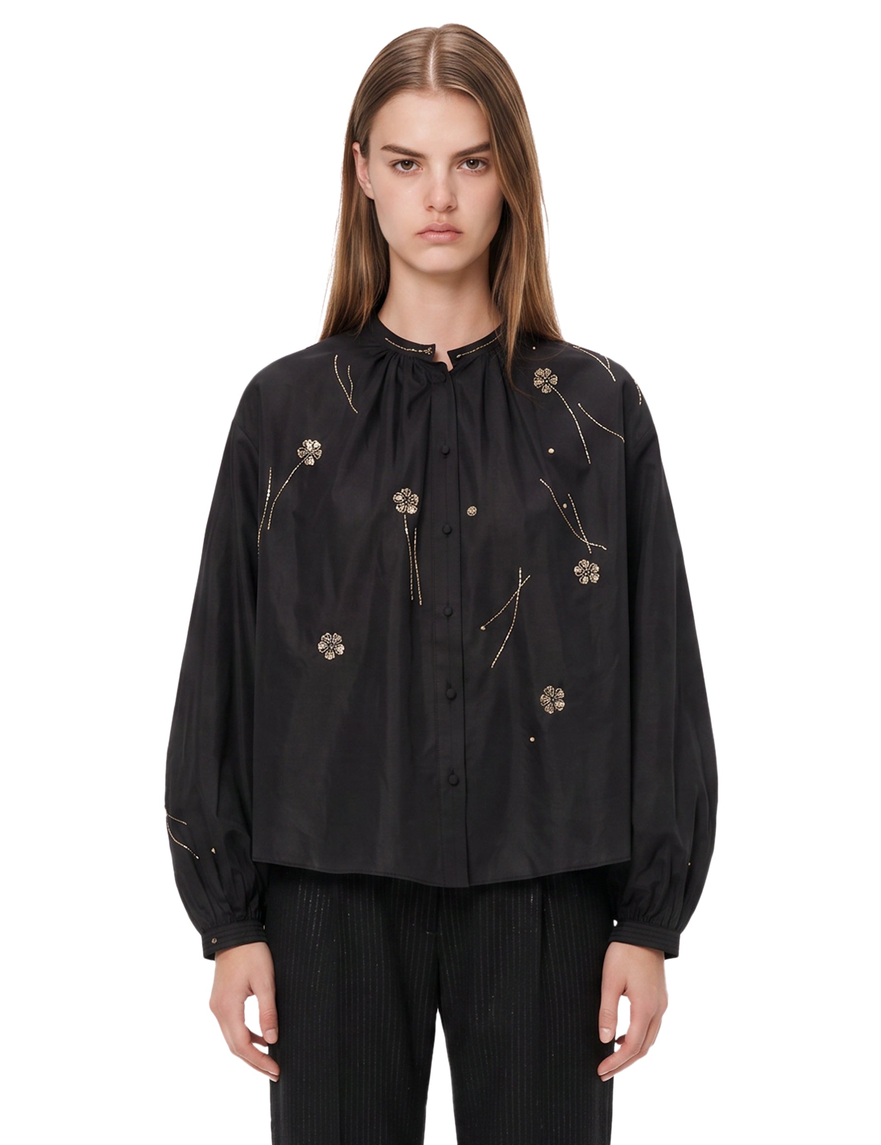 Camicia Fleurs D'Orient in nero 