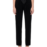 Pantalone jersey plissé in velluto nero 
