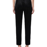 Pantalone jersey plissé in velluto nero 